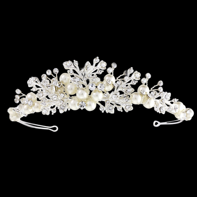 Floral Pearl and Crystal Wedding Tiara hp3404-S Floral Pearl and Crystal Wedding Tiara hp3404-S