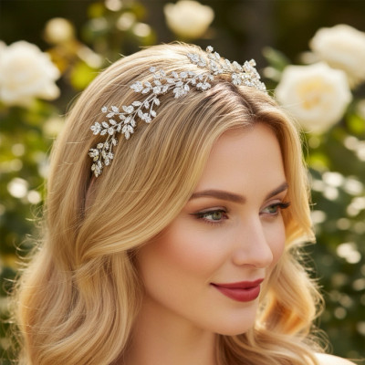 Graceful Marquise CZ Crystal Vine Wedding Headband