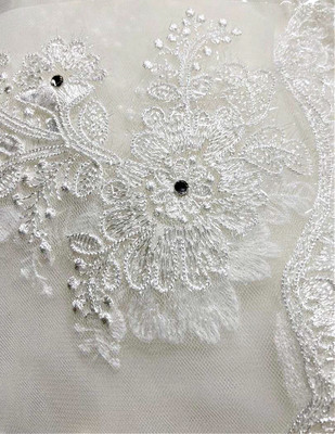 Royal Cathedral Wedding Veil with Beaded Floral Lace