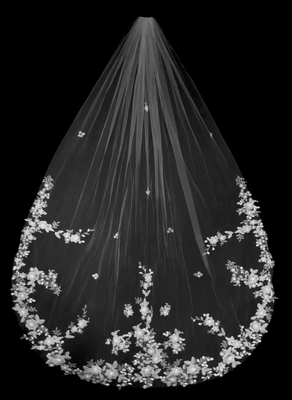 Royal Cathedral Wedding Veil with Romantic Floral Lace V3258R Royal Cathedral Wedding Veil with Romantic Floral Lace V3258R
