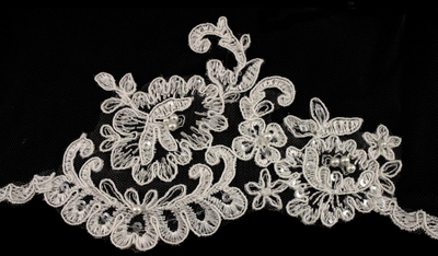 Cathedral Wedding Veil with Pearl Beaded Floral Vine Lace