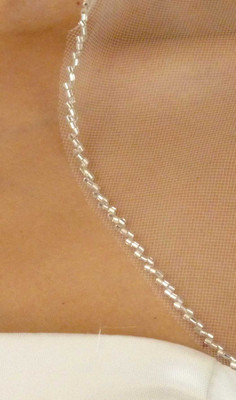 Angel Cut Bugle Bead Edge Waltz Length Wedding Veil Angel Cut Bugle Bead Edge Waltz Length Wedding Veil