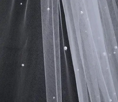 Scattered Pearl Beaded Fingertip or Cathedral Wedding Veil