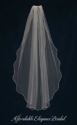 Beaded Cathedral Wedding Veil with Wavy Crystal Edge Beaded Cathedral Wedding Veil with Wavy Crystal Edge