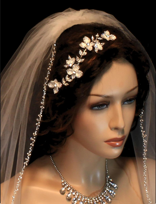 Beaded Pearl Edge Elbow Length Wedding Veil V3070E Beaded Pearl Edge Elbow Length Wedding Veil V3070E