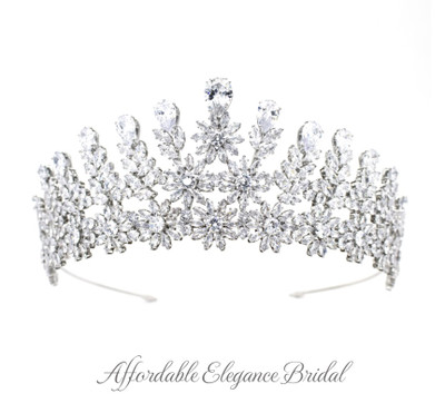 Multi Peak CZ Crystal Wedding and Quinceanera Tiara hp7597 Multi Peak CZ Crystal Wedding and Quinceanera Tiara hp7597