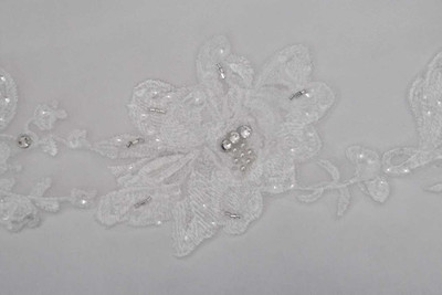 Regal Cathedral Wedding Veil with Beaded Floral Lace