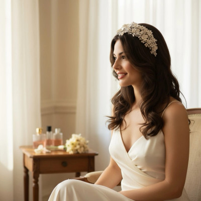 Romantic Wedding Headband with Hand Painted Porcelain Flowers Romantic Wedding Headband with Hand Painted Porcelain Flowers