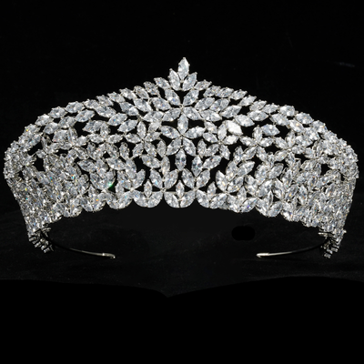  3" Tall Marquise CZ Crystal Wedding and Quinceanera Tiara