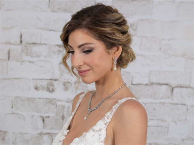 CZ and Pearl Teardrop Silver Plated Wedding Jewelry Set