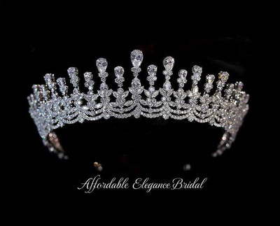 Stunning Silver Plated CZ Wedding and Quinceanera Tiara Crown