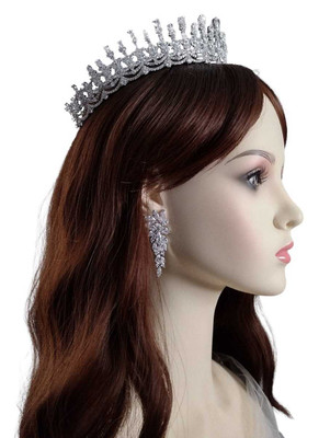 Silver Plated CZ Wedding and Quinceanera Tiara Crown