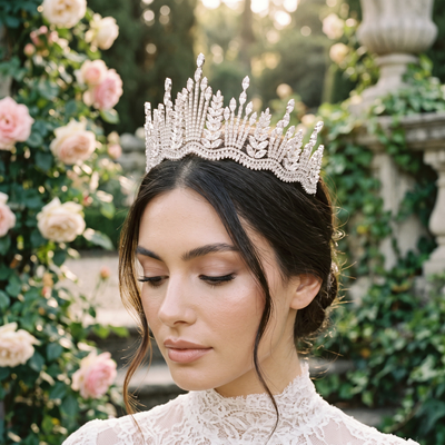 Luxurious CZ Crystal Wedding and Quinceanera Tiara in Silver