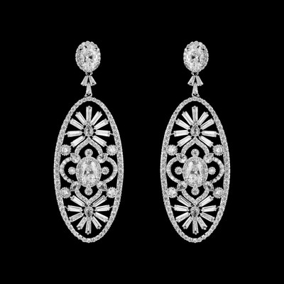 2 3/4" Long Cubic Zirconia Wedding and Formal Earrings E3960 2 3/4" Long Cubic Zirconia Wedding and Formal Earrings E3960