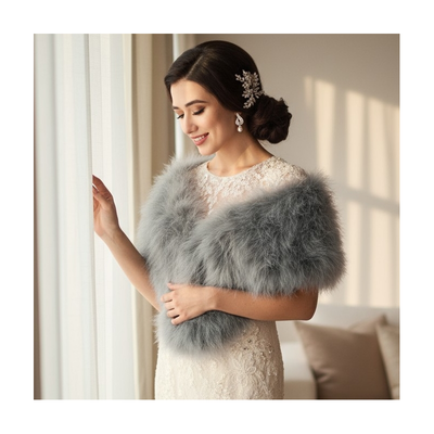 Grey Vintage Inspired Marabou Feather Bridal Stole Wrap Grey Vintage Inspired Marabou Feather Bridal Stole Wrap