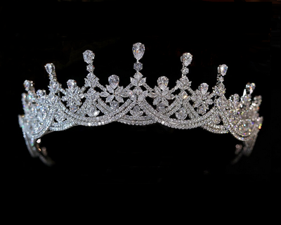 Fabulous 2" Tall CZ Wedding and Quinceanera Tiara with Jewelry Set