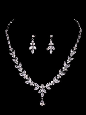Fabulous 2" Tall CZ Wedding and Quinceanera Tiara with Jewelry Set