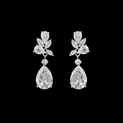 Clip On Cubic Zirconia Teardrop Bridal Earrings - Silver, Gold, Rose Gold Clip On Cubic Zirconia Teardrop Bridal Earrings - Silver, Gold, Rose Gold