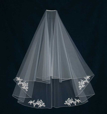 Two Layer Lace Knee Length Custom Wedding Veil Drop Veil