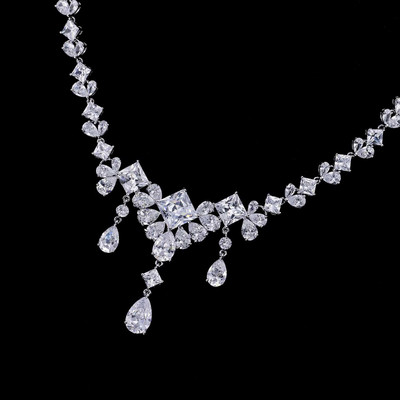 Art Deco CZ Platinum Plated Wedding and Formal Jewelry Set