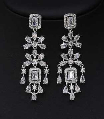 Ornate Platinum Silver Plated AAAAA CZ Wedding Jewelry Set
