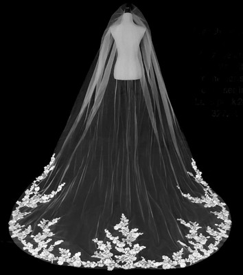 Rhinestone Beaded Lace Royal Cathedral Wedding Veil V3272R