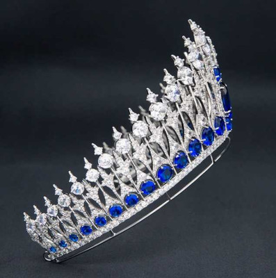 Dutch Sapphire Blue CZ Royal Replica Wedding Tiara Dutch Sapphire Blue CZ Royal Replica Wedding Tiara