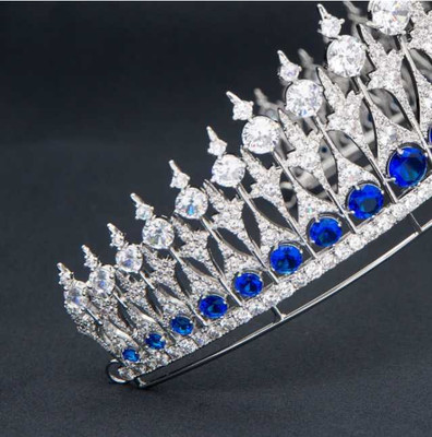 Dutch Sapphire Blue CZ Royal Replica Wedding Tiara Dutch Sapphire Blue CZ Royal Replica Wedding Tiara