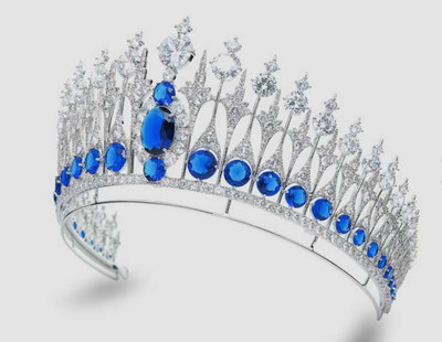 Dutch Sapphire Blue CZ Royal Replica Wedding Tiara Dutch Sapphire Blue CZ Royal Replica Wedding Tiara