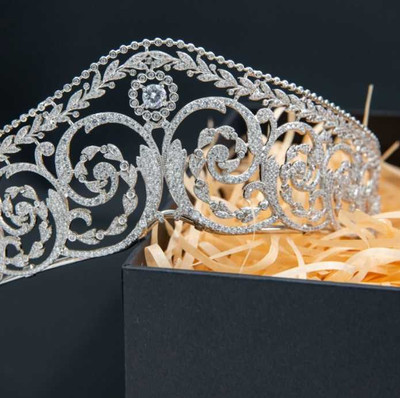 Regal 2" Tall CZ Replica Wedding Tiara Regal 2" Tall CZ Replica Wedding Tiara