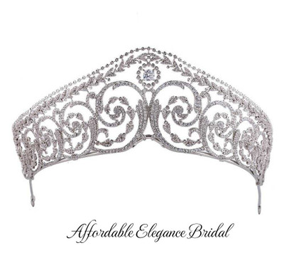 Regal 2" Tall CZ Replica Wedding Tiara hp1018-2 Regal 2" Tall CZ Replica Wedding Tiara hp1018-2