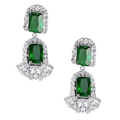 Emerald Green Gatsby Inspired CZ Wedding Earrings