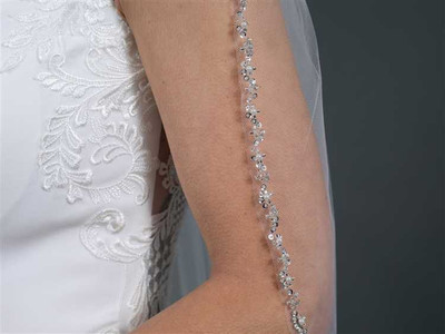 Silver Beaded Edge Fingertip Length Wedding Veil in Ivory Silver Beaded Edge Fingertip Length Wedding Veil in Ivory