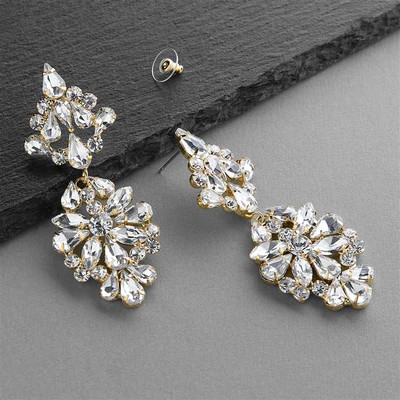 Crystal Statement Wedding Chandelier Earrings in Gold Crystal Statement Wedding Chandelier Earrings in Gold