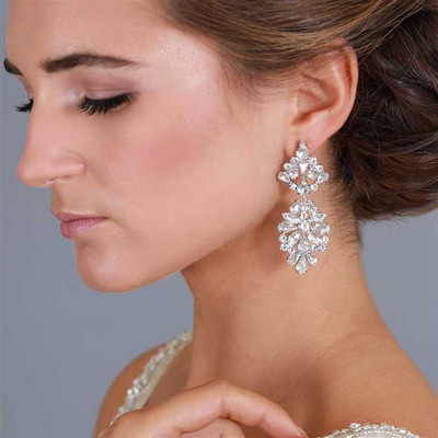 Crystal Statement Wedding Chandelier Earrings in Rose Gold