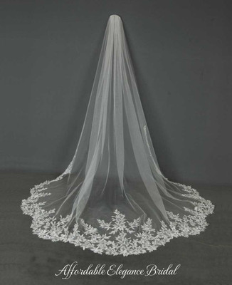 Multi Scallop Lace Cathedral Wedding Veil CF274