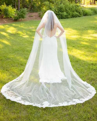 Lace Royal Cathedral Wedding Veil with Heavy Rhinestone Scatter CF250 Lace Royal Cathedral Wedding Veil with Heavy Rhinestone Scatter CF250
