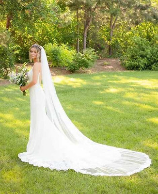 Cathedral Wedding Veil with Beautiful Floral Lace Edge Cathedral Wedding Veil with Beautiful Floral Lace Edge