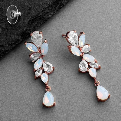 Rose Gold Opal Crystal and CZ Pendant Necklace and Earring Set Rose Gold Opal Crystal and CZ Pendant Necklace and Earring Set