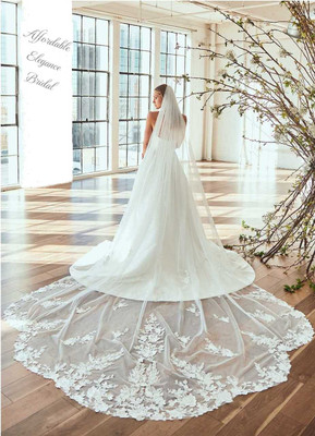 Regal Cathedral Glitter Tulle Lace Wedding Veil Envogue V2394WRC