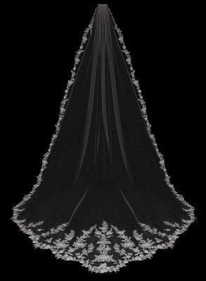 Regal Cathedral Wedding Veil with 3D Beaded Lace Envogue V2396RC