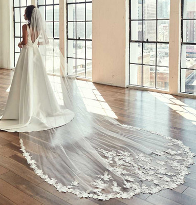 Regal Cathedral Wedding Veil with Beaded Lace Envogue V2392RC Regal Cathedral Wedding Veil with Beaded Lace Envogue V2392RC