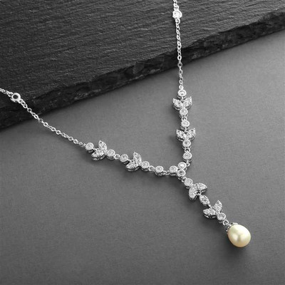 Freshwater Pearl and CZ Bridal Jewelry Set in Silver