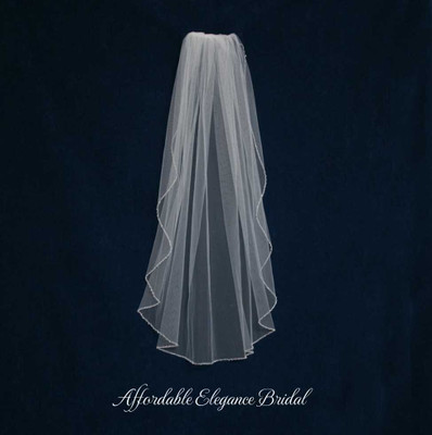 Crystal and Frosted Bugle Bead Fingertip or Cathedral Wedding Veil