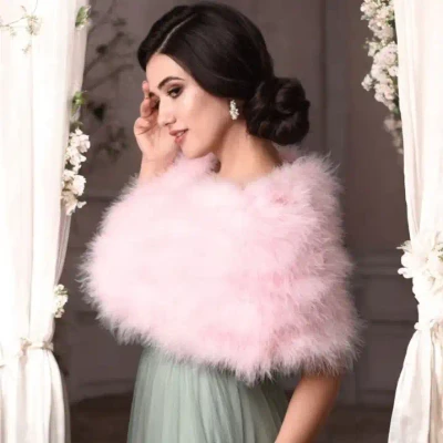Luxurious Pink Marabou Feather Bridal Stole Wrap