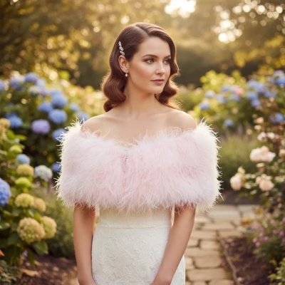Luxurious Pink Marabou Feather Bridal Stole Wrap 