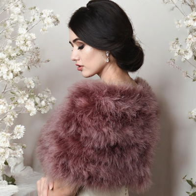 Dusky Pink Vintage Inspired Marabou Feather Bridal Stole Wrap  Dusky Pink Vintage Inspired Marabou Feather Bridal Stole Wrap