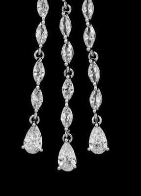 Long Silver Plated CZ Drop Bridal and Formal Earrings