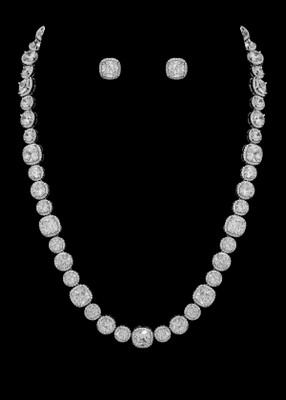 Glamorous CZ Wedding and Formal Jewelry Set in Silver Plating Glamorous CZ Wedding and Formal Jewelry Set in Silver Plating