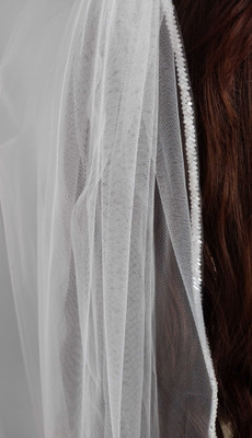 Frosted Bugle Bead Fingertip Wedding Veil  Frosted Bugle Bead Fingertip Wedding Veil